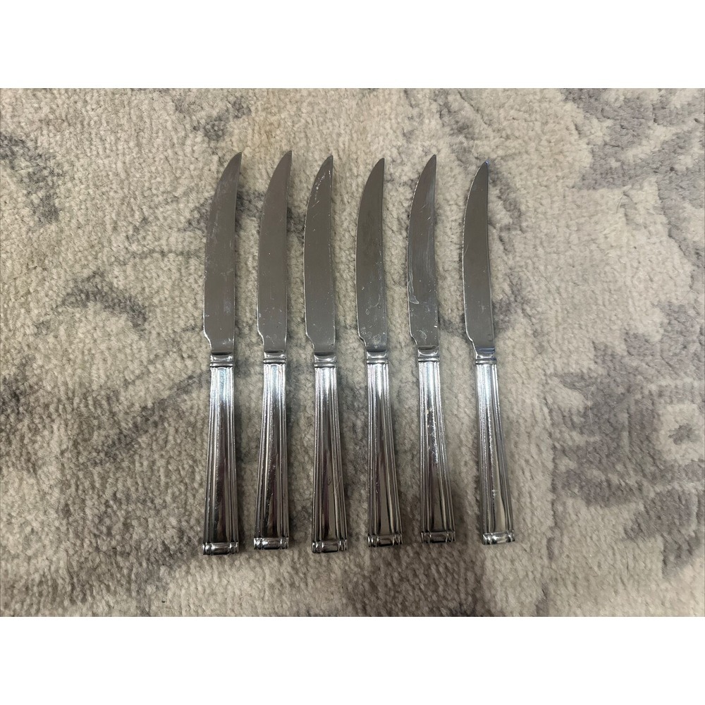 6 PCs Reed & Barton WoodLawn West end Dinner‎ STEAK Knives Stainless Steel 18/10